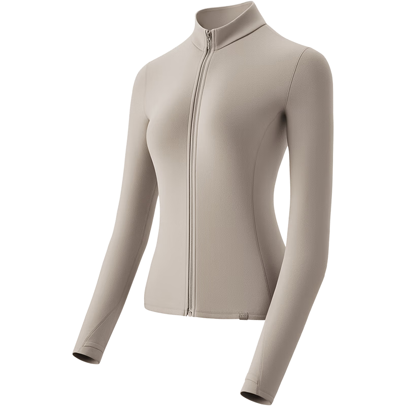 Beneunder Fleece Double Zipper Jacket Women Slim Fit Stretch Long Sleeve Skin-friendly Base Layer PM007