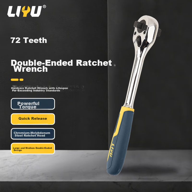 Liyu Double-Head Quick Ratchet Wrench Large and Medium Fly Dual-Use Multifunctional Bidirectional Straight Handle Manual Socket Wrench Tool