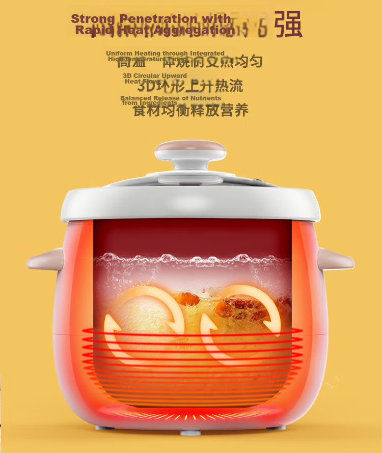 TONZE Electric Stew Pot Soup Cooker Baby Porridge Pot BB Stew Pot Health Care Household Smart Reservation Ceramic Inner Pot DGD15-15DD 1.5L 4