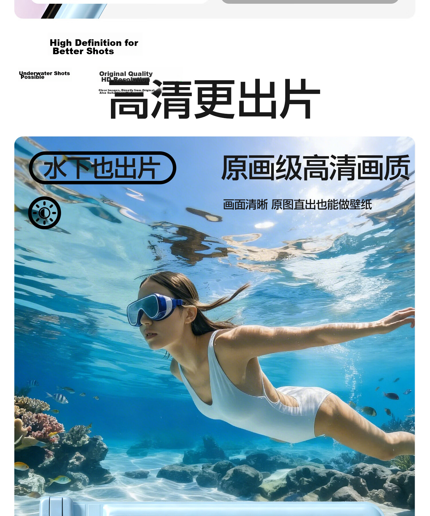 Yottoy Airbag Waterproof Phone Pouch Touchscreen Camera Swimming Beach Snorkeling Rainproof Blue 9