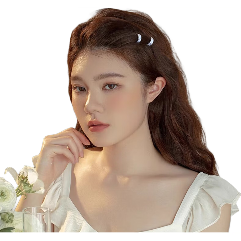 Xiangwan Rhinestone Hair Clip 2-Piece Set for Women, Front Bang Clip, Side Hairpin, Small Hair Clip, Gift for Women