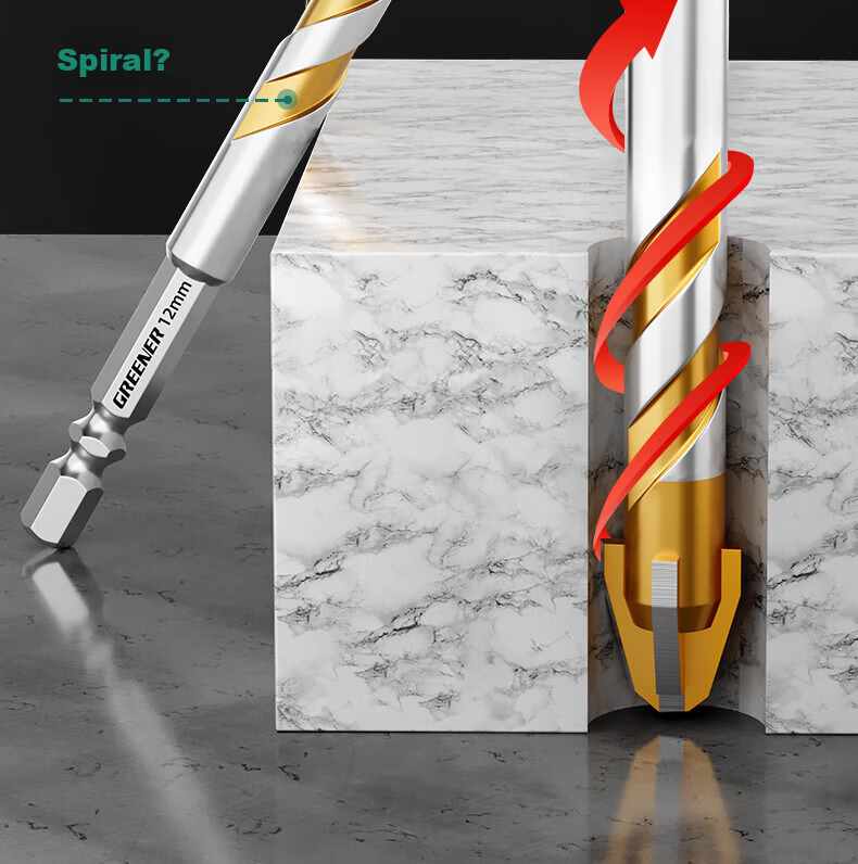 GREENER T9 Nine-Blade Tile Drilling Bit Eccentric Sawtooth Concrete Electric Drill Glass Marble 6mm*5 17