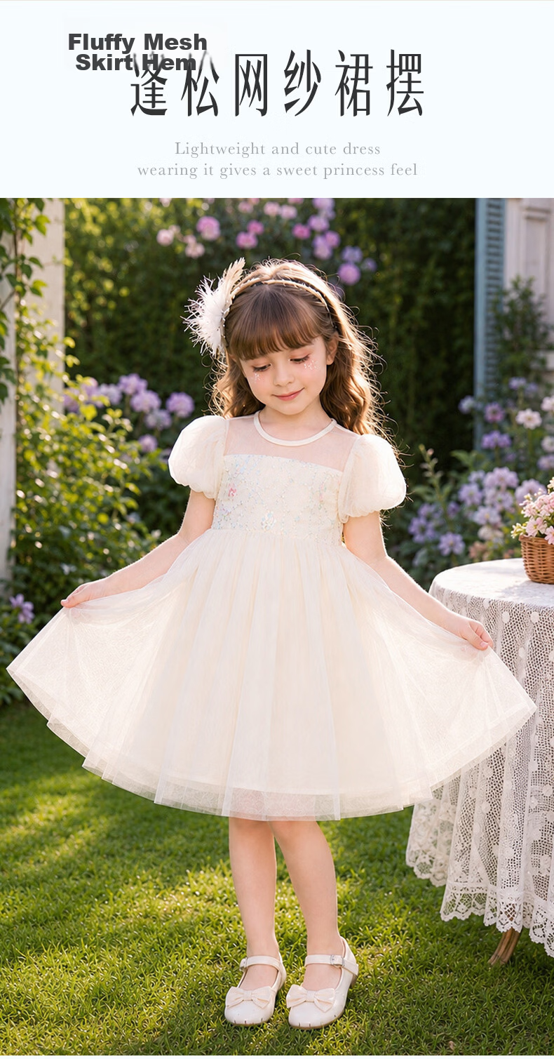 Babyprints Girls Summer Short Sleeve Mesh Princess Dress Sweet Birthday Party Dress Cute Dress Size 140 5