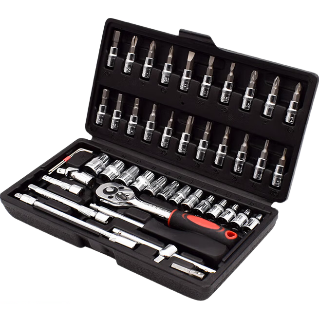 Paola 46-Piece Ratchet Socket Wrench Set Auto Repair Motorcycle Toolbox Small Torque Wrench 8506