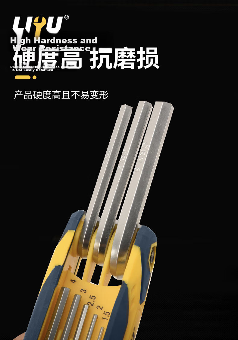 Liyu Portable Folding Hex Key Wrench Tool Set Plastic Handle Foldable Hex Key 8-Piece Set 9