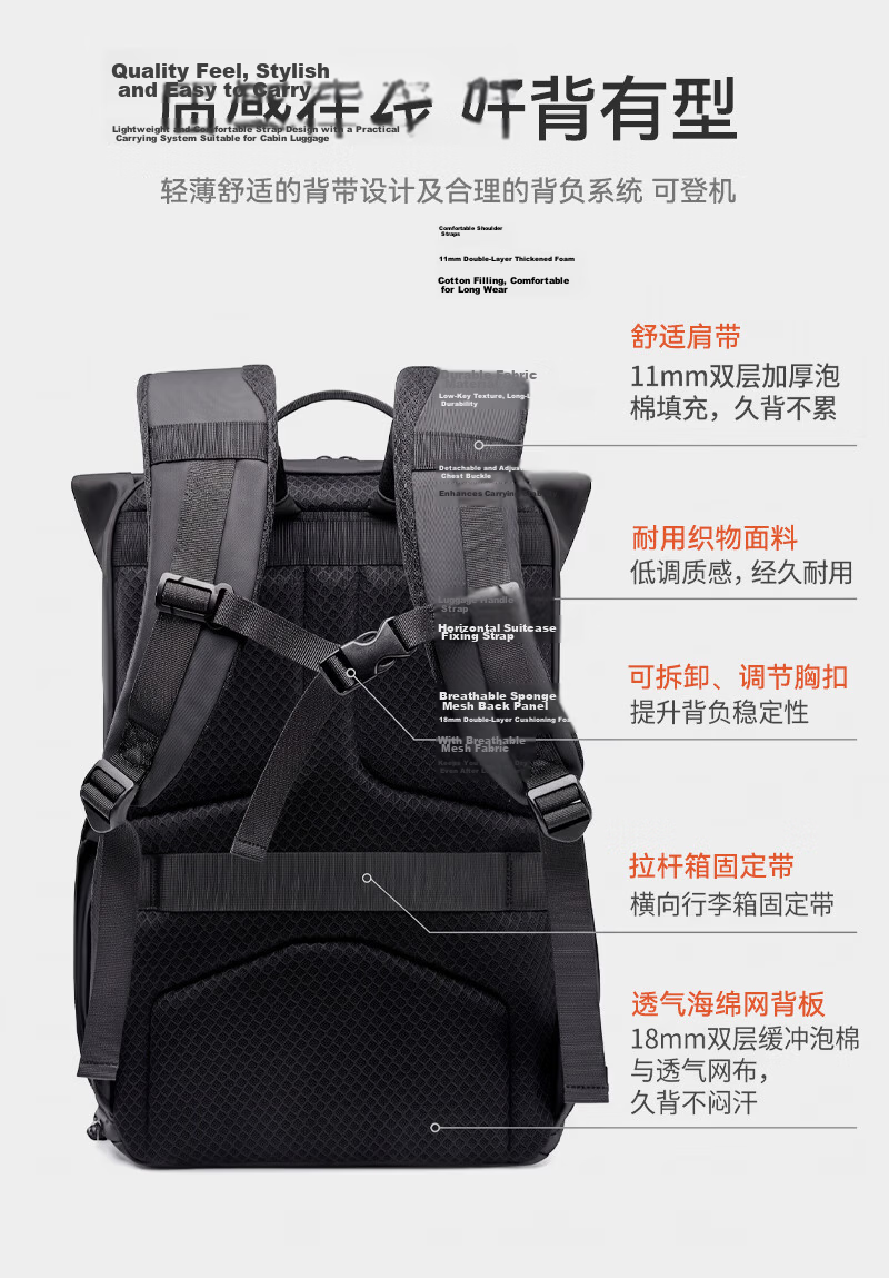 JD Jingzao Expandable Large Capacity New Business Travel Laptop Backpack Lightweight Sports Men's Shoulder Bag 5