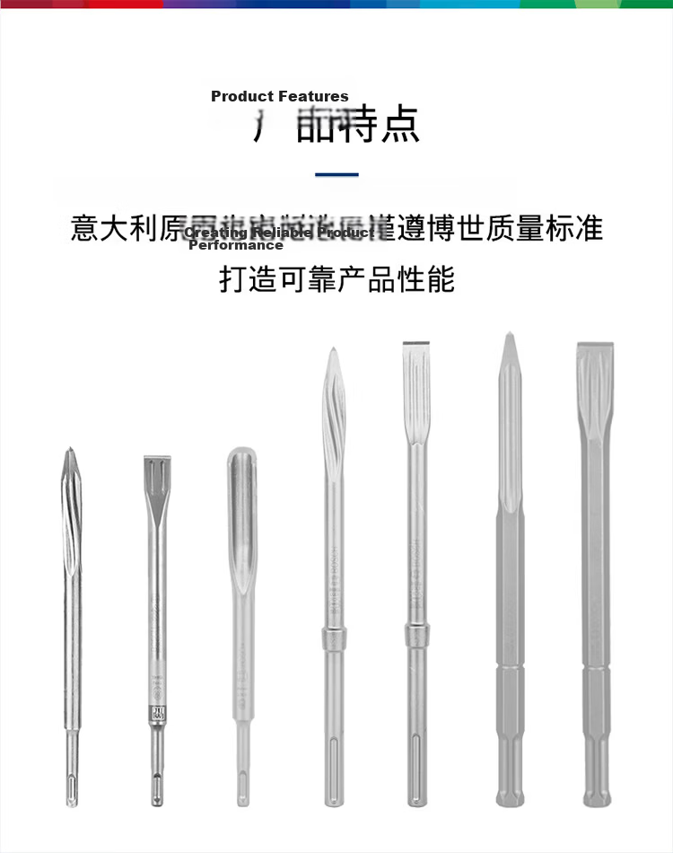 BOSCH Four-Groove Pointed Chisel with Round Handle, Two-Groove Two-Slot Concrete Drill for Demolition and Grooving (1 Piece) 250mm 1