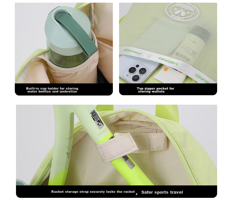 HEAD Casual Sports Bag Lightweight Versatile Tennis Bag Wimbledon Badminton Large Capacity Backpack Pickleball Racket Bag 11