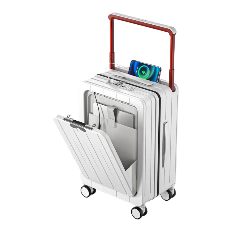 DTA Front-Opening Wide Pull Rod Suitcase for Men And Women, 360掳 Wheels Travel Luggage Case, Phantom Black Aluminum Frame, 24 Inches
