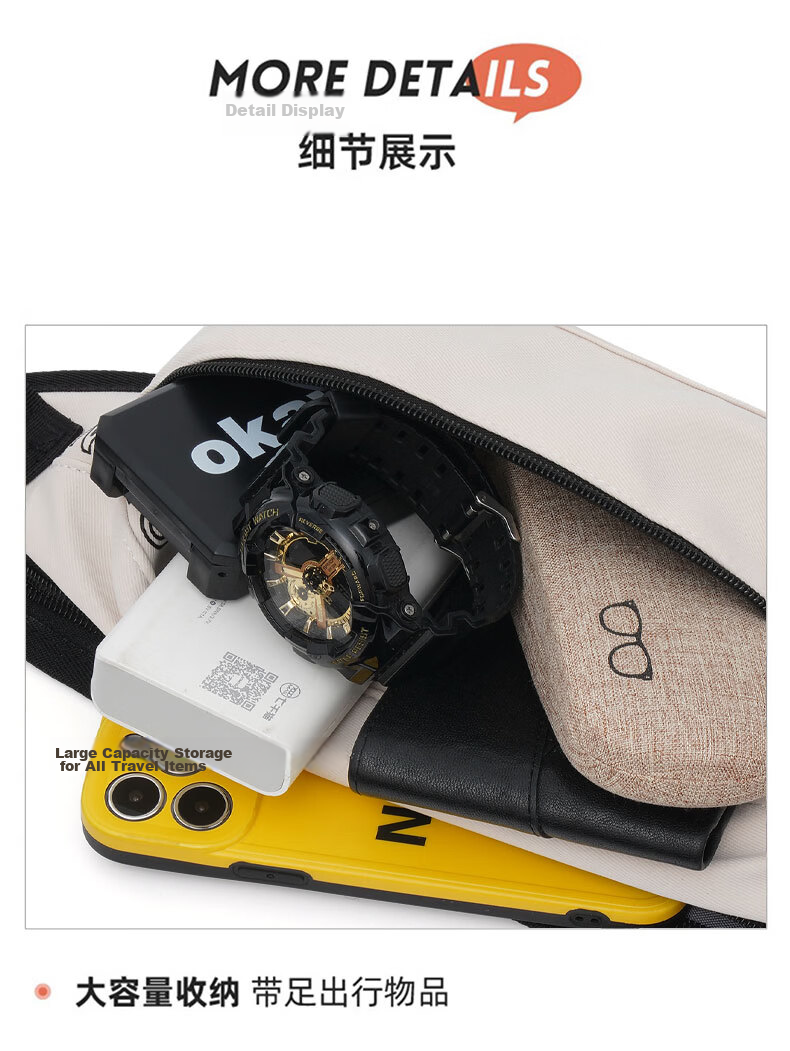 Warrior Men's Crossbody Bag Trendy Hong Kong Style Chest Bag Large Capacity Student Casual Shoulder Bag Cycling Sports Waist Chest Bag 13