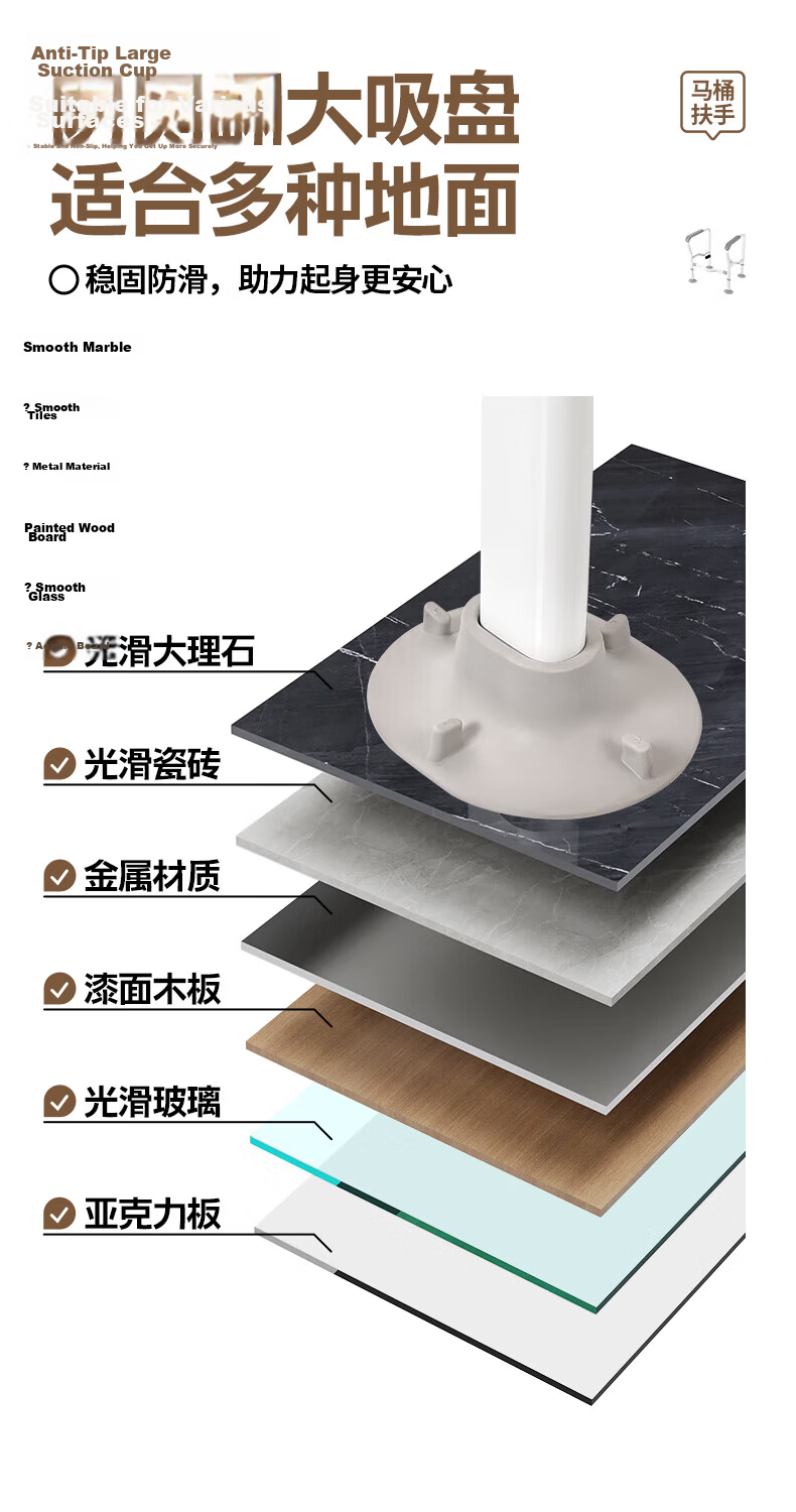 Interhasa! Toilet Grab Bar Elderly Bathroom Handrail Anti-Slip Toilet Support Assist G9066 12