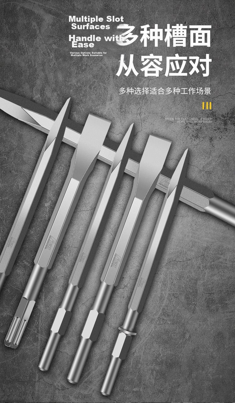 Fang Da Wang High Hardness Electric Hammer Chisel, Widened and Thickened Chisel Surface, Fast Chiseling, Improved Efficiency, Square Shank Flat Chisel 14*250mm 5