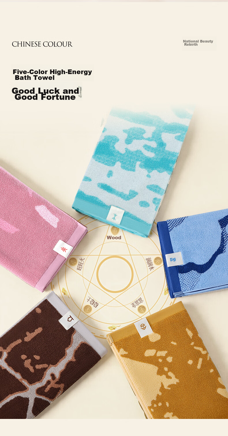Grace xJDear JD Collaboration Five Elements Bath Towel 2.0 [Li Xiaoran Edition] Pure Cotton Antibacterial Thickened Moisturizing 10