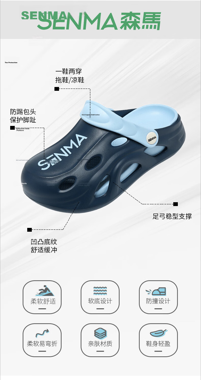 Semir Kids Summer Slippers Children's Hole Shoes Sports Outdoor Boys Beach Sandals Gray Size 35-36 6