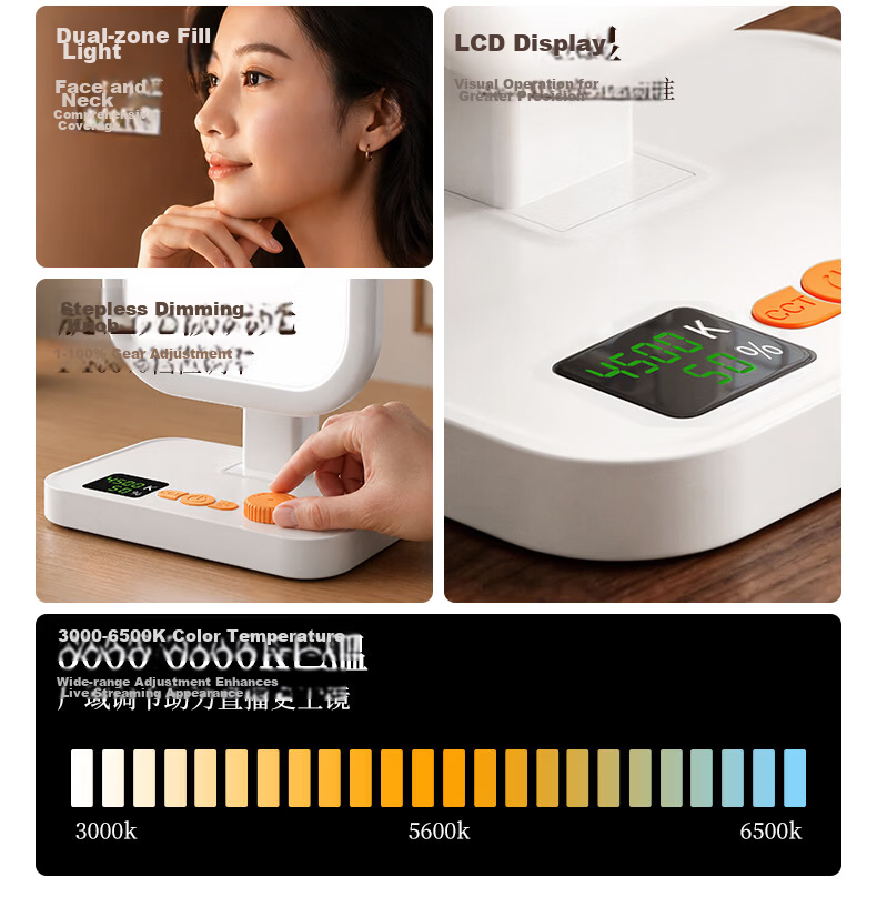 CRENOV Live Fill Light Professional Studio Panoramic Moonlight Beauty Neck Full Spectrum Soft Light Mobile Desktop Photo Face Light 4