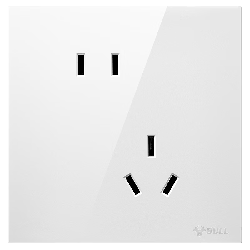 BULL Switch Socket G57 Butterfly Ultra-thin 10A Angled Five-hole Large Panel Socket G57Z223A Glossy White Flush Mount