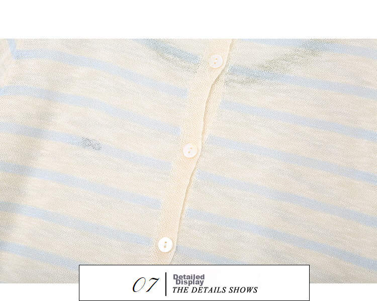 Awakening Paradise 26 Summer Korean Slim Fit Slimming Round Neck T-Shirt Top Short Sleeve Knitwear Blue Striped One Size 17