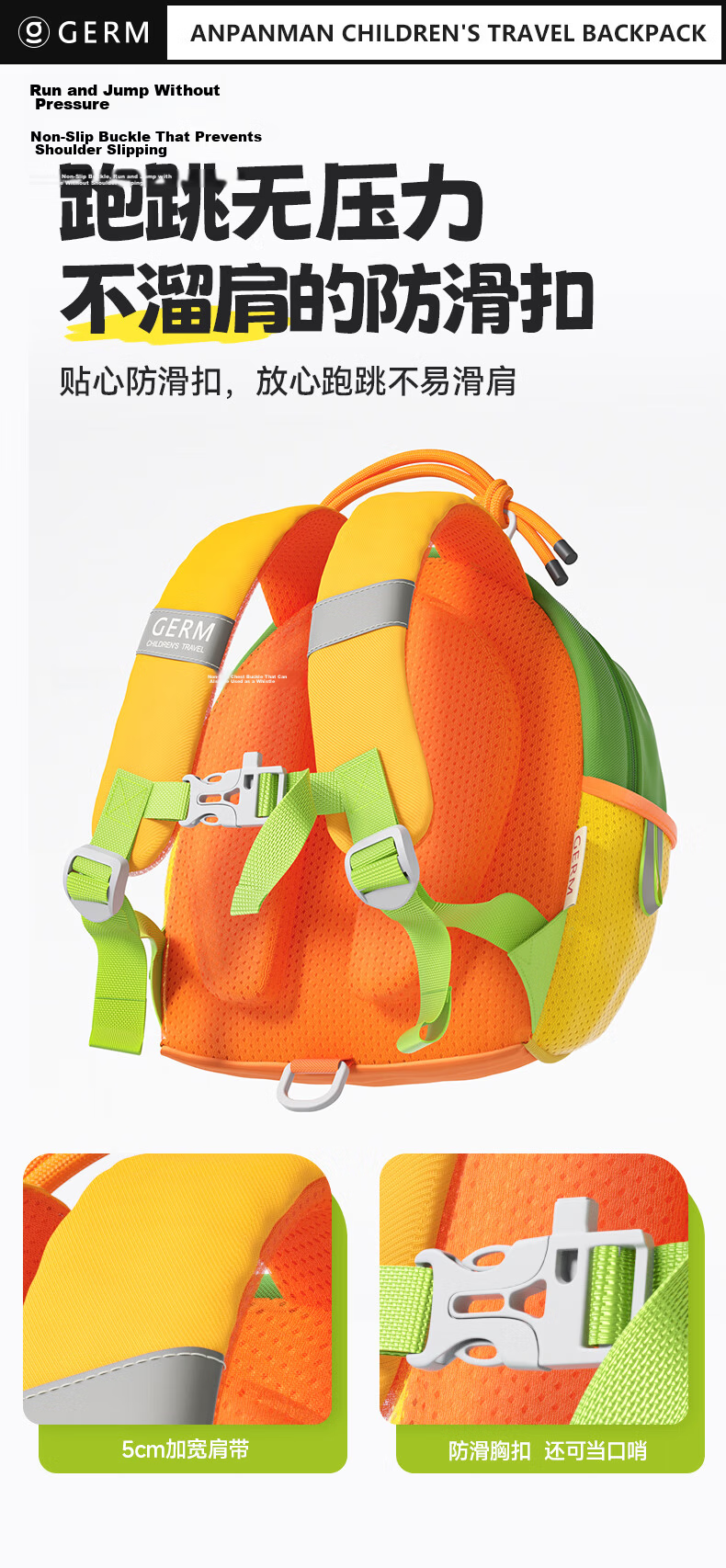 Germ Breadman Children's Backpack, Kindergarten Schoolbag, Ultra-Light Large Capacity Travel Cute Bag, Gift-Giving, Sea Salt Red Bea 7