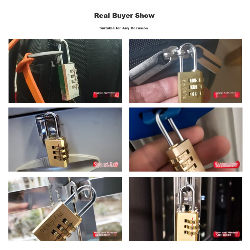 Fly.Globe) Anti-Theft Combination Lock, Luggage Padlock, Wooden Door Drawer Lock, All-Copper Waterproof Rust-Proof Lock 5