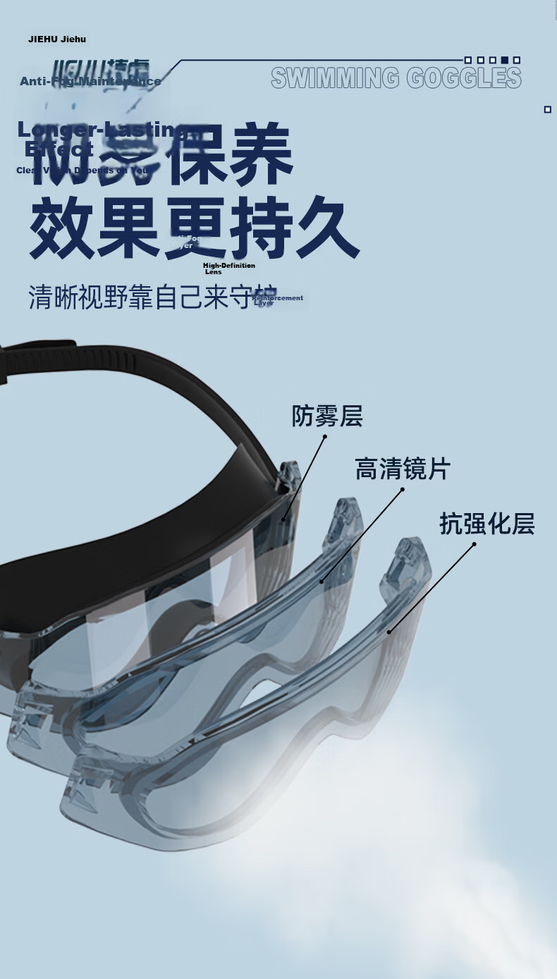 Jiehu Swim Goggles and Swim Cap Set for Men and Women, Prescription, HD Anti-Fog, Training, Stylish Adult Swimming Gear 6