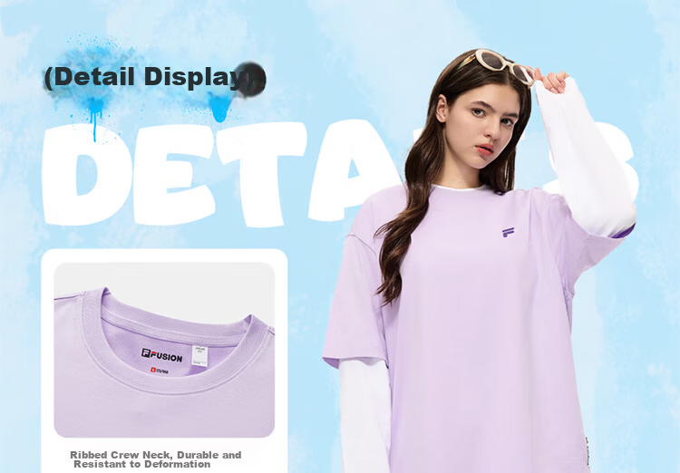 FILA FUSION Fashion Brand Zhang Hao Couple Knit Short Sleeve Shirt 2026 Spring Casual Loose Pure Cotton T-Shirt 18