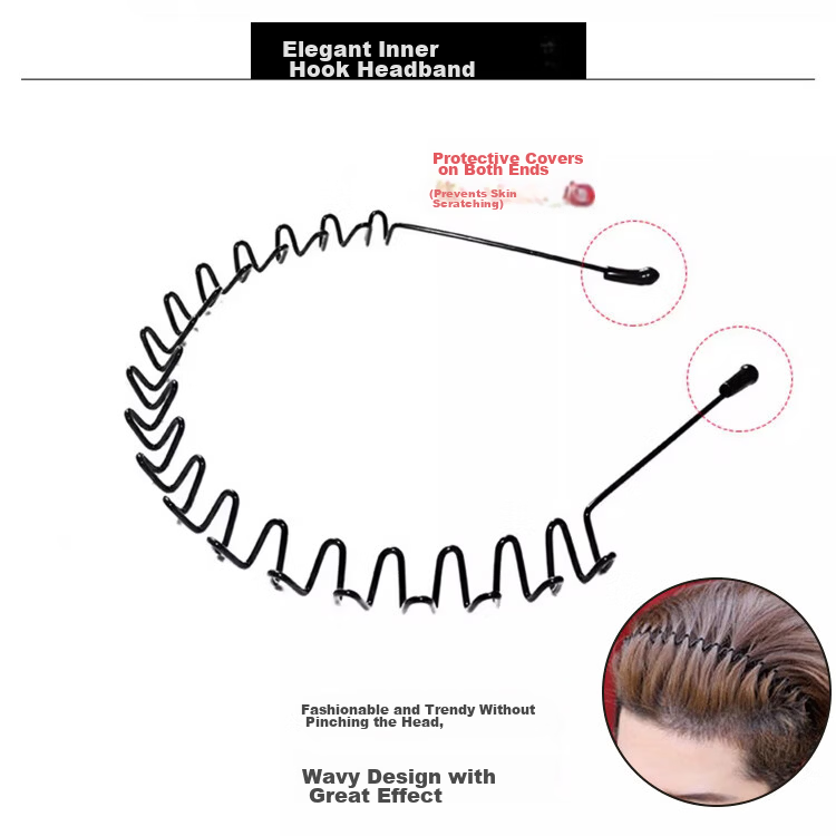 Banjeni Men's High Crown Hair Clip Headband Wide Daily Wear Large Sports Invisible Teeth Back Hair Fragment Non-Tightening 5