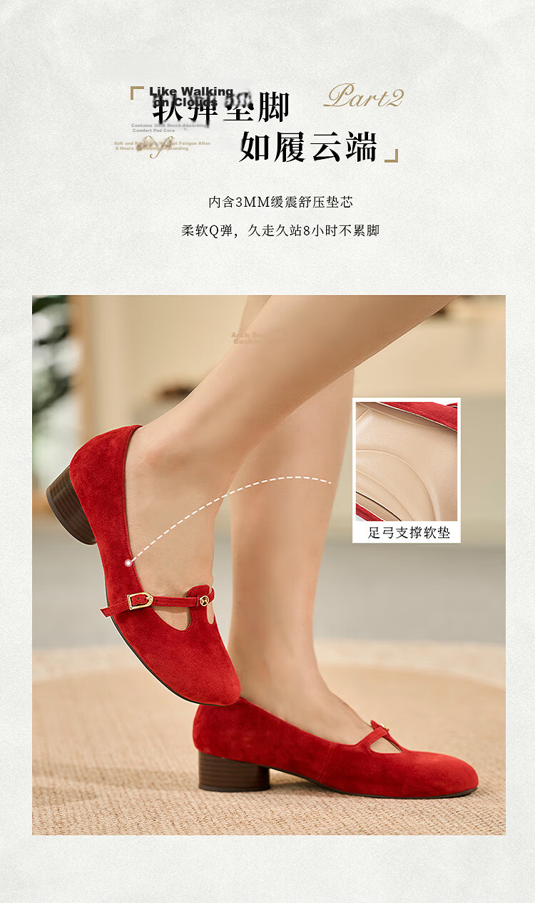 Le Saunda Jin Jing Style Sheepskin Chunky Heel Red Vintage Mary Jane Shoes Women 6T34502 Truffle Black BKK 38 4