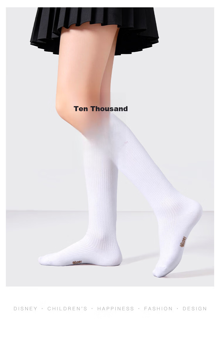 Disney Kids Long Tube Socks Summer Thin White Mid-Calf Socks Class A Mesh Socks Girls Elsa Princess 3-Pack M 12