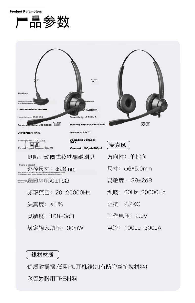 Eagaton Wilderness Series X1-RJ9 Mono Headset Crystal Head Connector Customer Service Office Use No Active Noise Cancellation 15