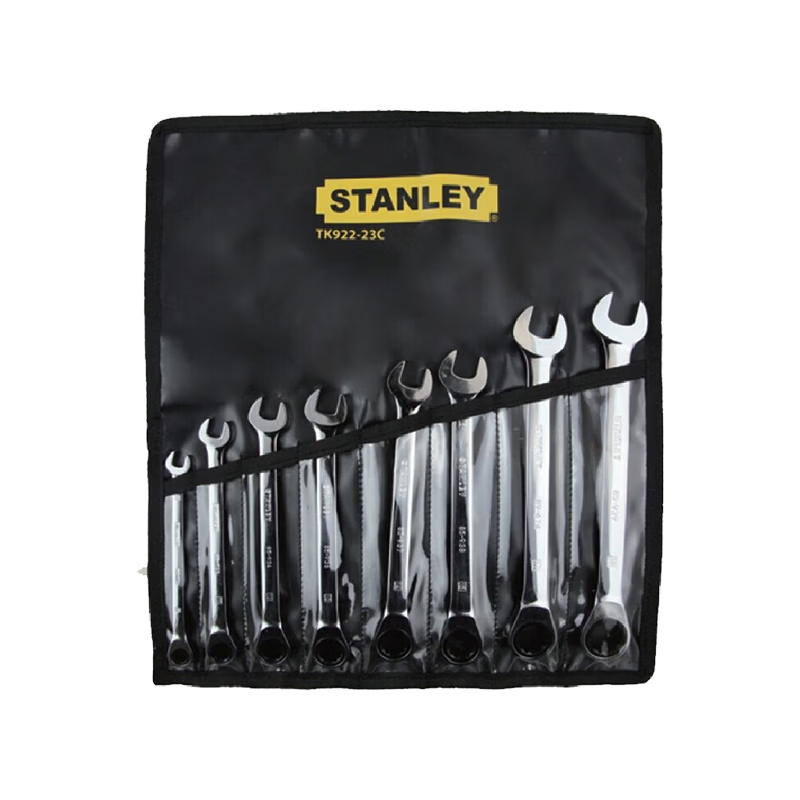 STANLEY 8-Piece Metric Reversible Ratchet Wrench Set Open-End and Box-End Combination Wrenches TK922-23C