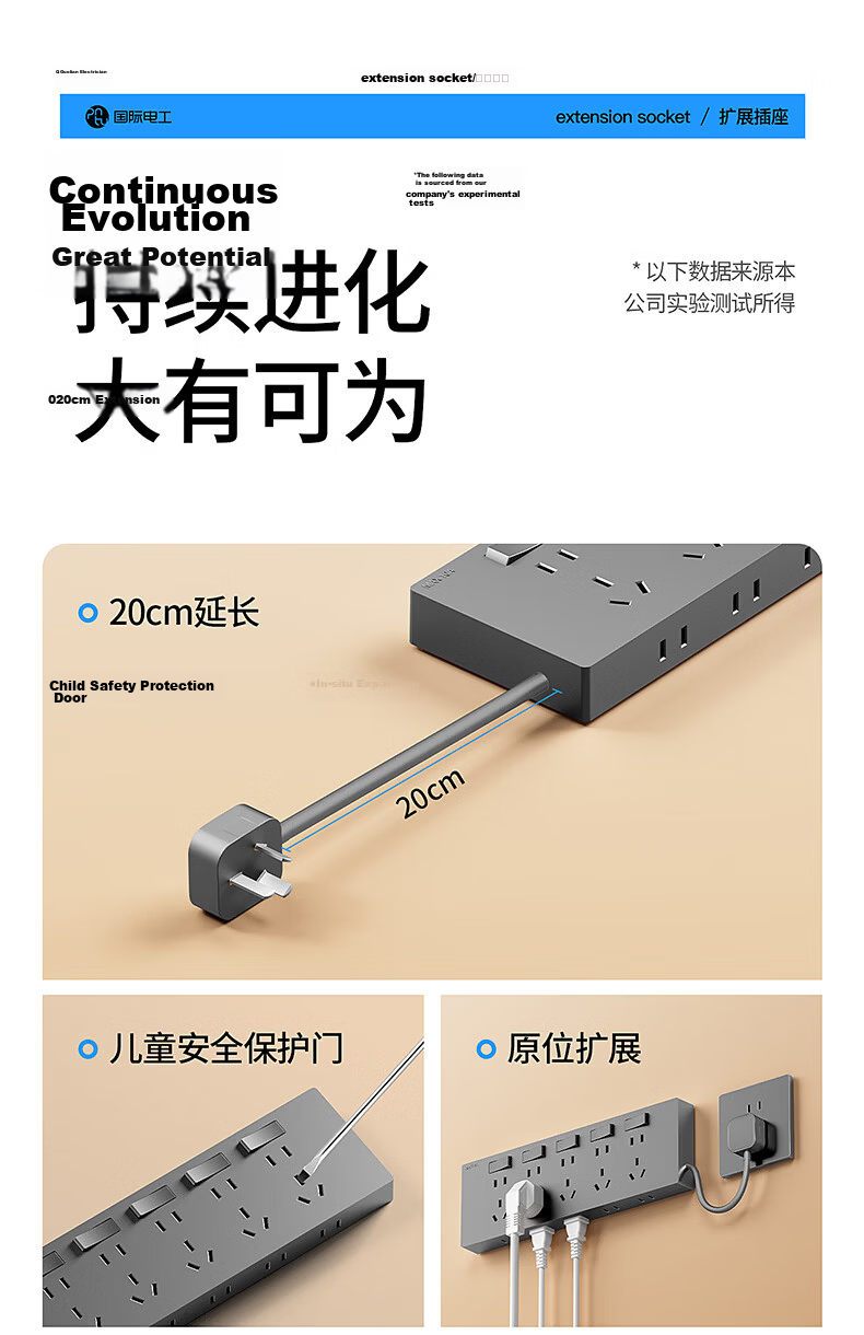 International Electrician 86-Type Surface-Mounted Multi-Port Controlled Extension Socket Panel with Cable Power Strip for Kitchen and Sideboard 2