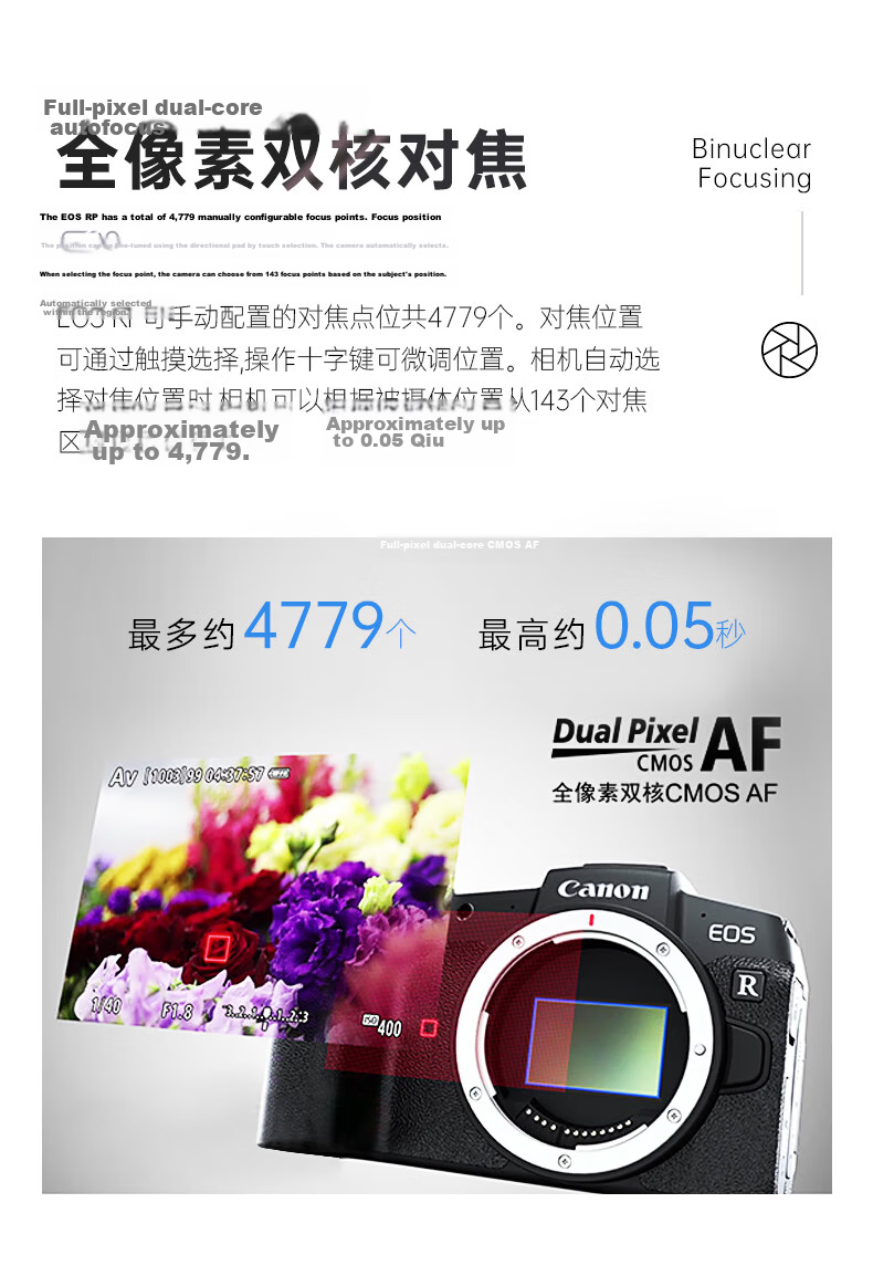 Canon RP Mirrorless Camera Official Flagship Entry-Level Full-Frame Micro Single Body for Portrait Landscape Travel Photography Vlog Live Streaming 4K Video Recording 12