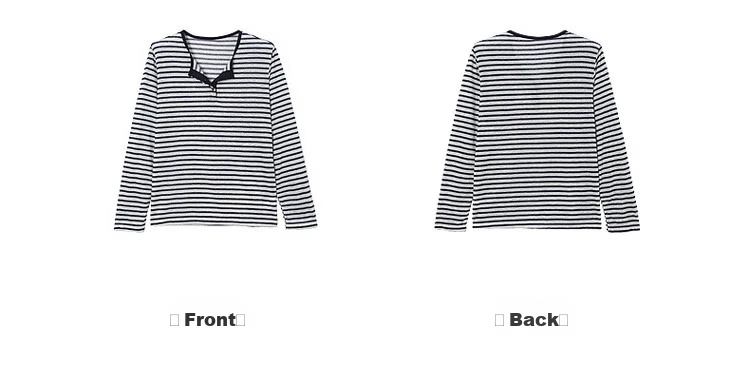 Demana [Smooth Lyocell] Summer Lazy Colorblock Stripe Henley Collar Long Sleeve Loose Slim Fit Versatile Women's T-Shirt 14