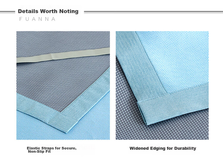 FUANNA Cooling Mat A-Class Milk Silk Printed Cool Ice Silk Mat Single Two-Piece Set Blue 1.2*2m [Washable] 14