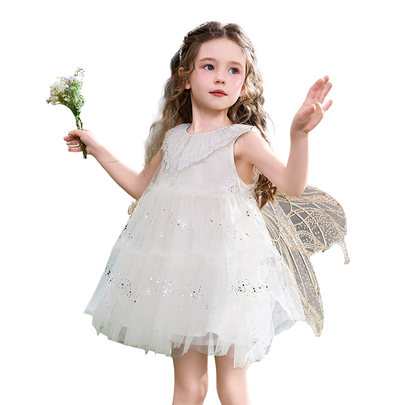 ASK JUNIOR Kids Summer Butterfly Mesh Vest Dress Toddler Girls Princess Dress