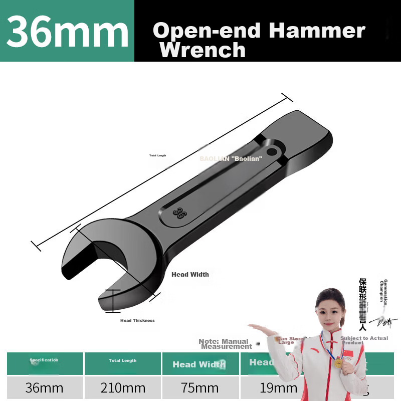 Baolian Heavy-Duty Open-End Impact Wrench Straight Handle Single Open-End Striking Wrench Multifunctional Hammer Impact Wrench