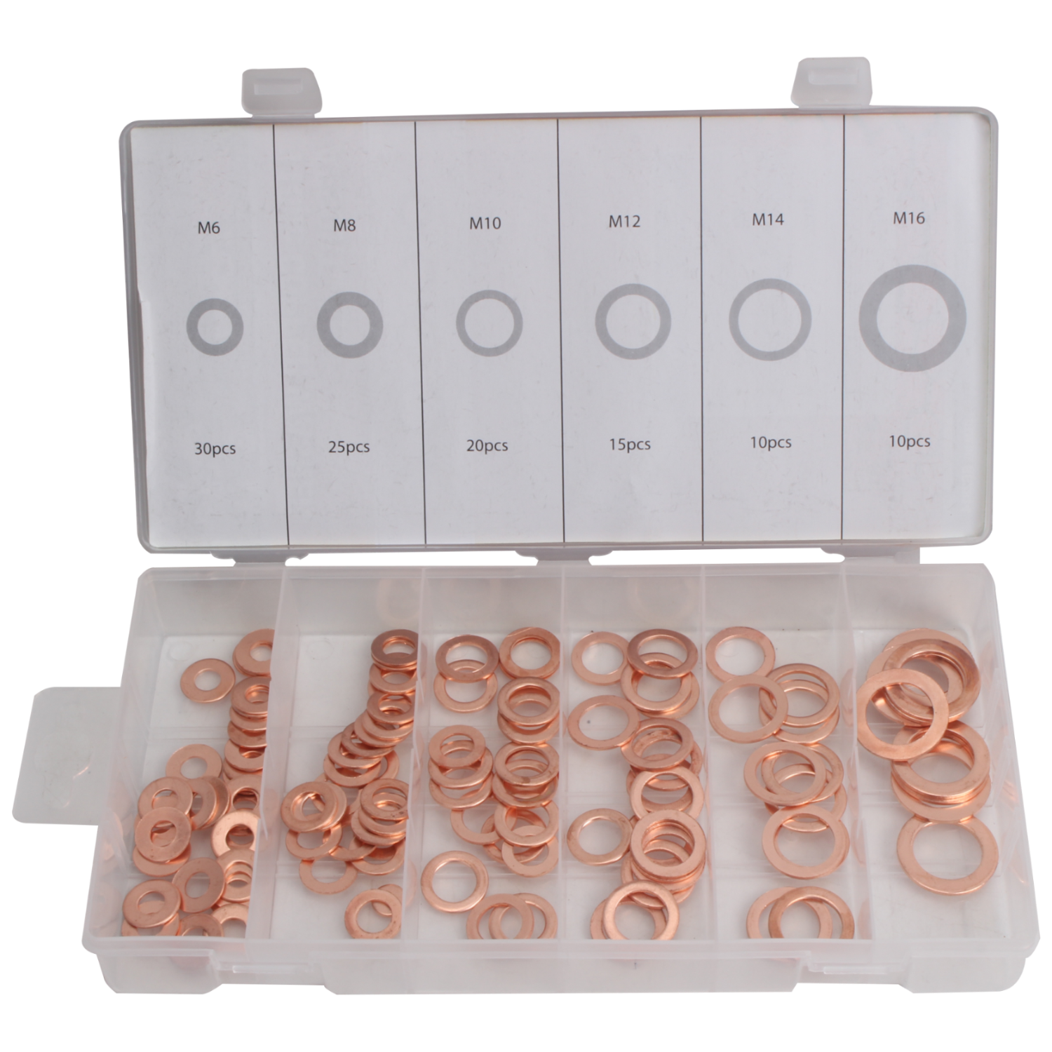 Kuanteng 110-Piece Copper Washer Seal Copper Flat Gasket Seal Ring M6 M8 M10 M12 M14 M16