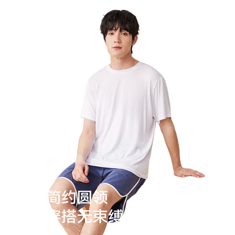 MiiOW Men's T-Shirt, Modal Ice Silk Cool-Feeling Short Sleeve Round Neck, Summer Thin Sweat-Absorbing Breathable Casual Undershirt