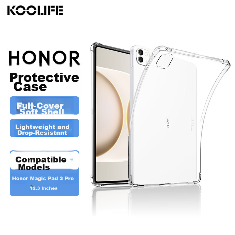 KOOLIFE Case for Honor MagicPad 3 Pro 12.3-inch 2026 New Huawei Tablet Shockproof TPU Transparent Soft Cover