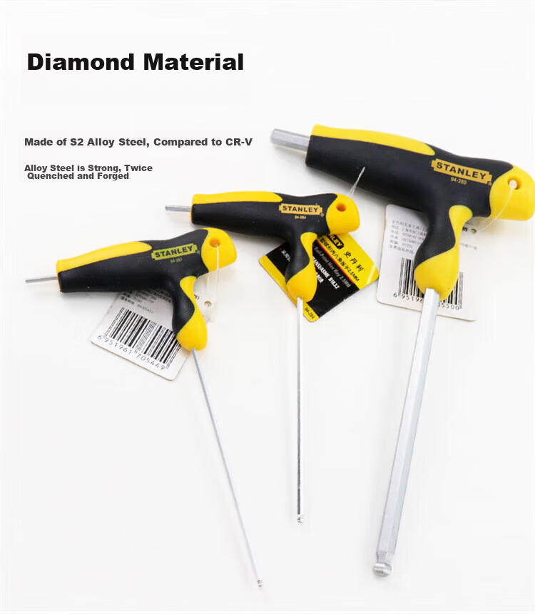 STANLEY T-Handle Flat Head Metric Hex Wrench Industrial Grade Hex Key Repair Tool 94-347-23 5