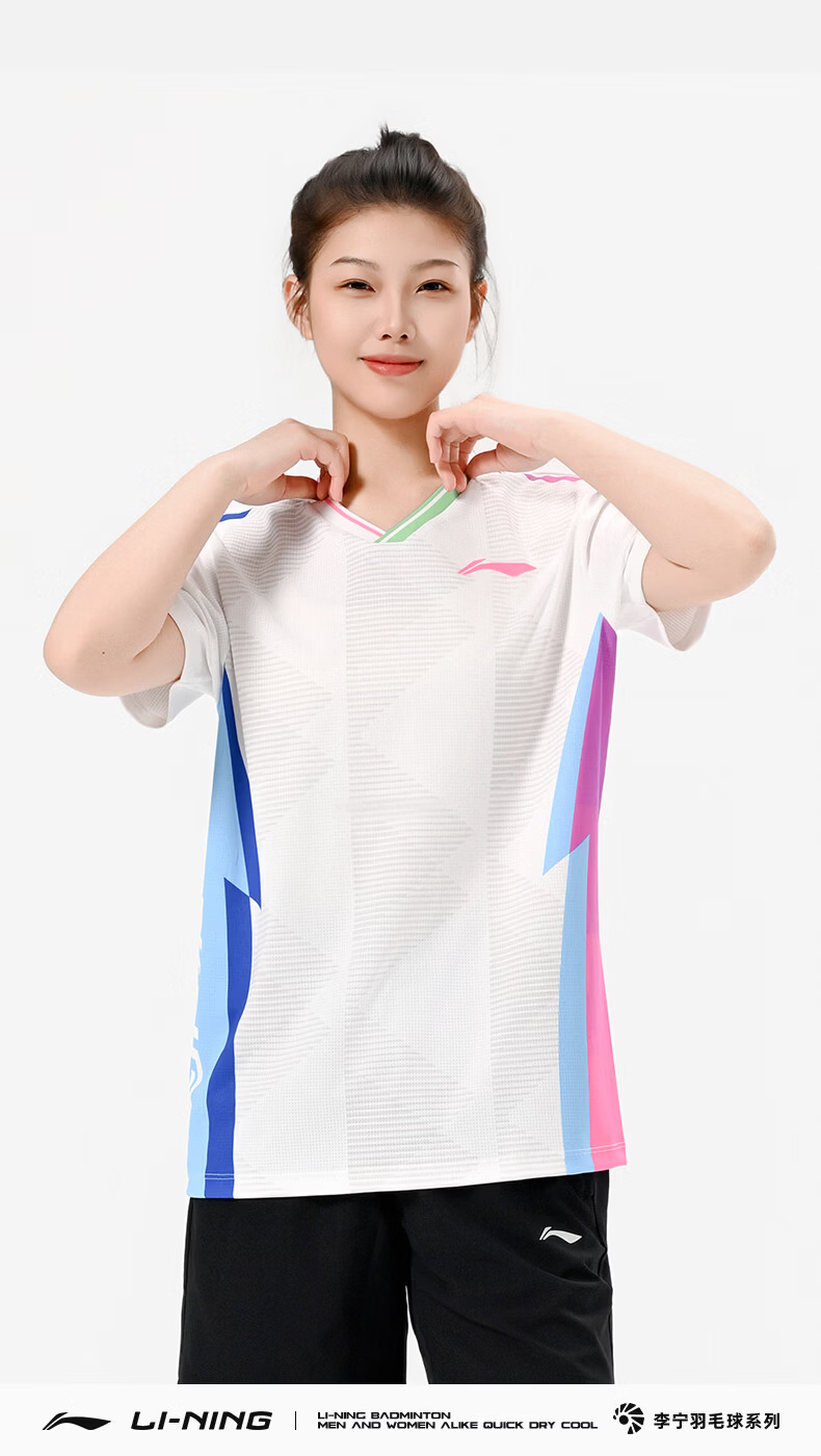 LI-NING Badminton Club Series Unisex Short Sleeve Competition T-Shirt Sportswear Black S 7