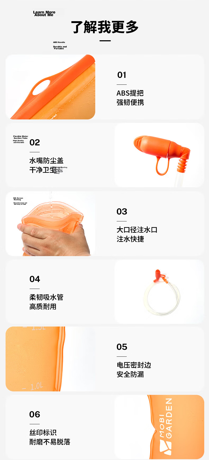 MOBIGARDEN Portable Water Bag Outdoor Camping Hiking Foldable Soft Water Pouch NX25690005 Vivid Orange 11