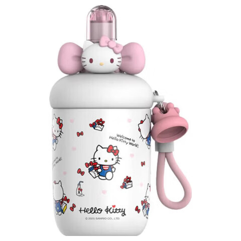 SANRIO Hello Kitty Plush Insulated Stainless Steel Tumbler with Straw 700ml Birthday Gift for Women
