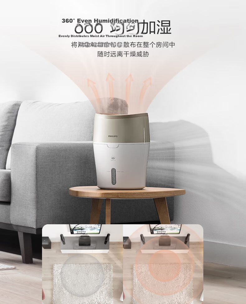 PHILIPS HU4803/00FG Anti-Fog Humidifier, Low Noise Bedroom Humidifier with Constant Humidity Digital Display, Sterile for Mother and Baby, Air Conditioner Companion for Office and Home 3
