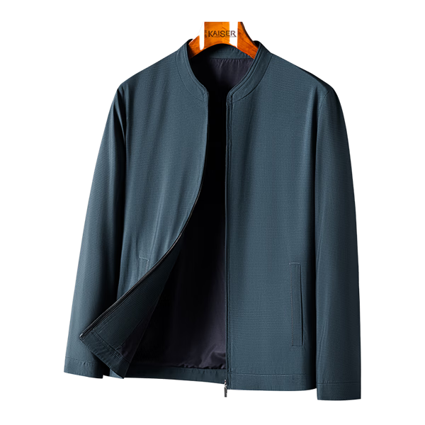 Caesar Stand Collar Jacket Men Spring Windproof Zip-up Business Casual Smooth Comfortable Commuter Coat