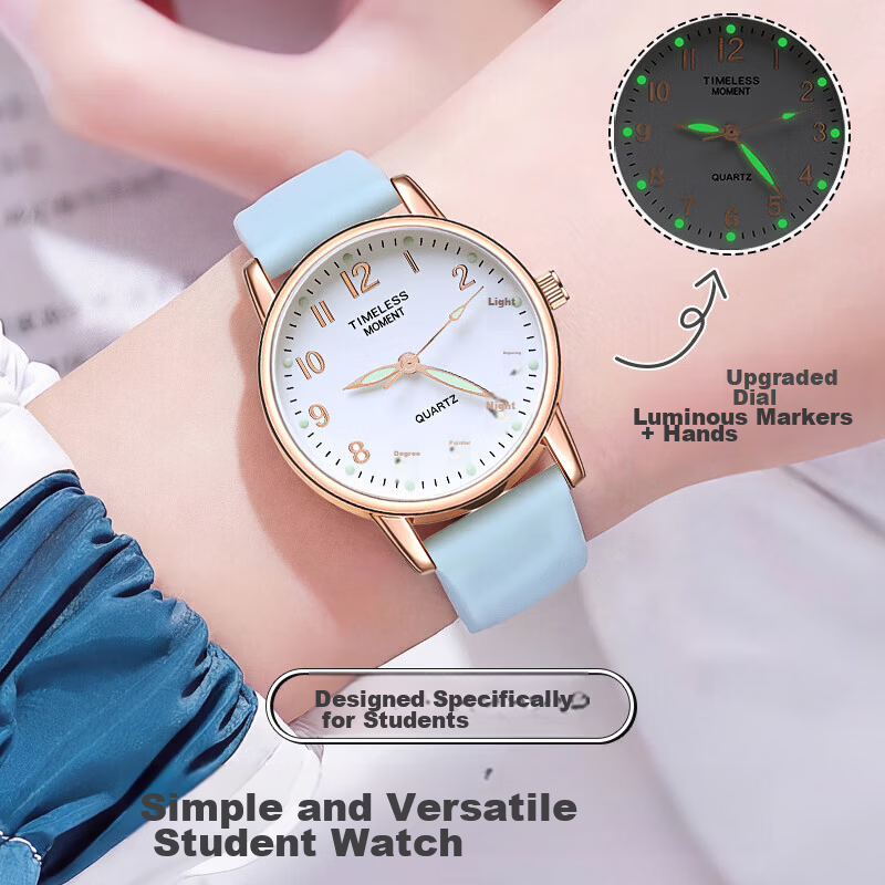 Light Shadow Moment Exam Watch for Women Students High School Children Luminous Mechanical Quartz Silent Time-Only Watch for Men