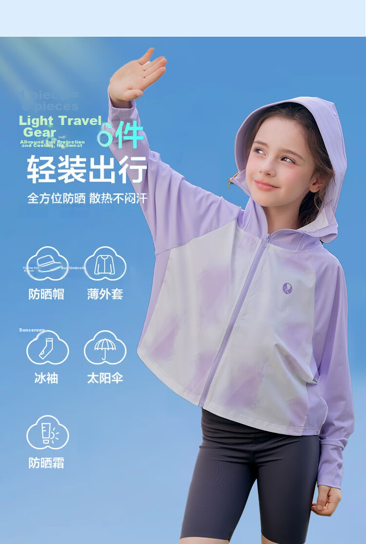 Disney Kids Summer Cooling Breathable Sunscreen Jacket 2026 New Girls Thin Sun Protection Coat Skin Jacket 4