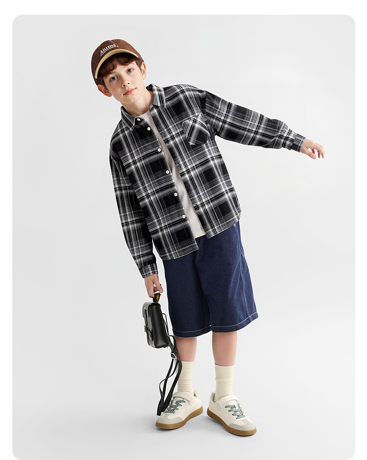 Balabala Kids Long Sleeve Shirt Baby Clothes Boys Girls 2026 New Spring Plaid Shirt Jacket 30
