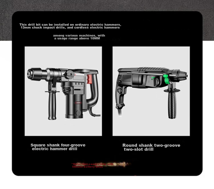 BERRYLION Electric Hammer Impact Drill Bit Two-Groove Two-Slot Cement Concrete Wall Drilling and Slotting Round Shank 6*150mm 11