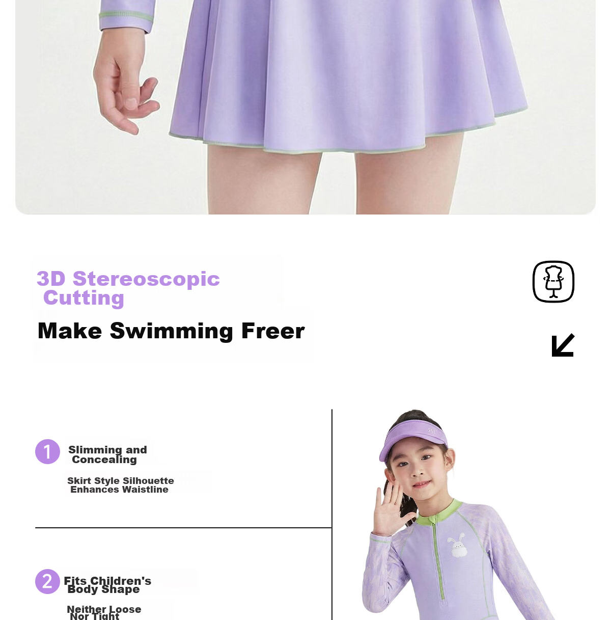 361° Kids Girls One-Piece Long Sleeve Skirted Swimwear Princess Dress Swimsuit 4